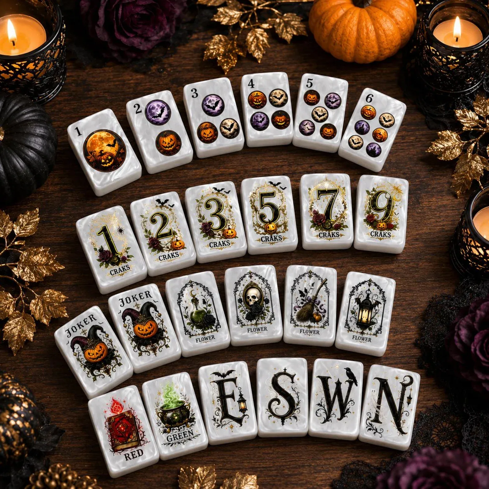 Halloween Gothic American Mahjong Tiles Set