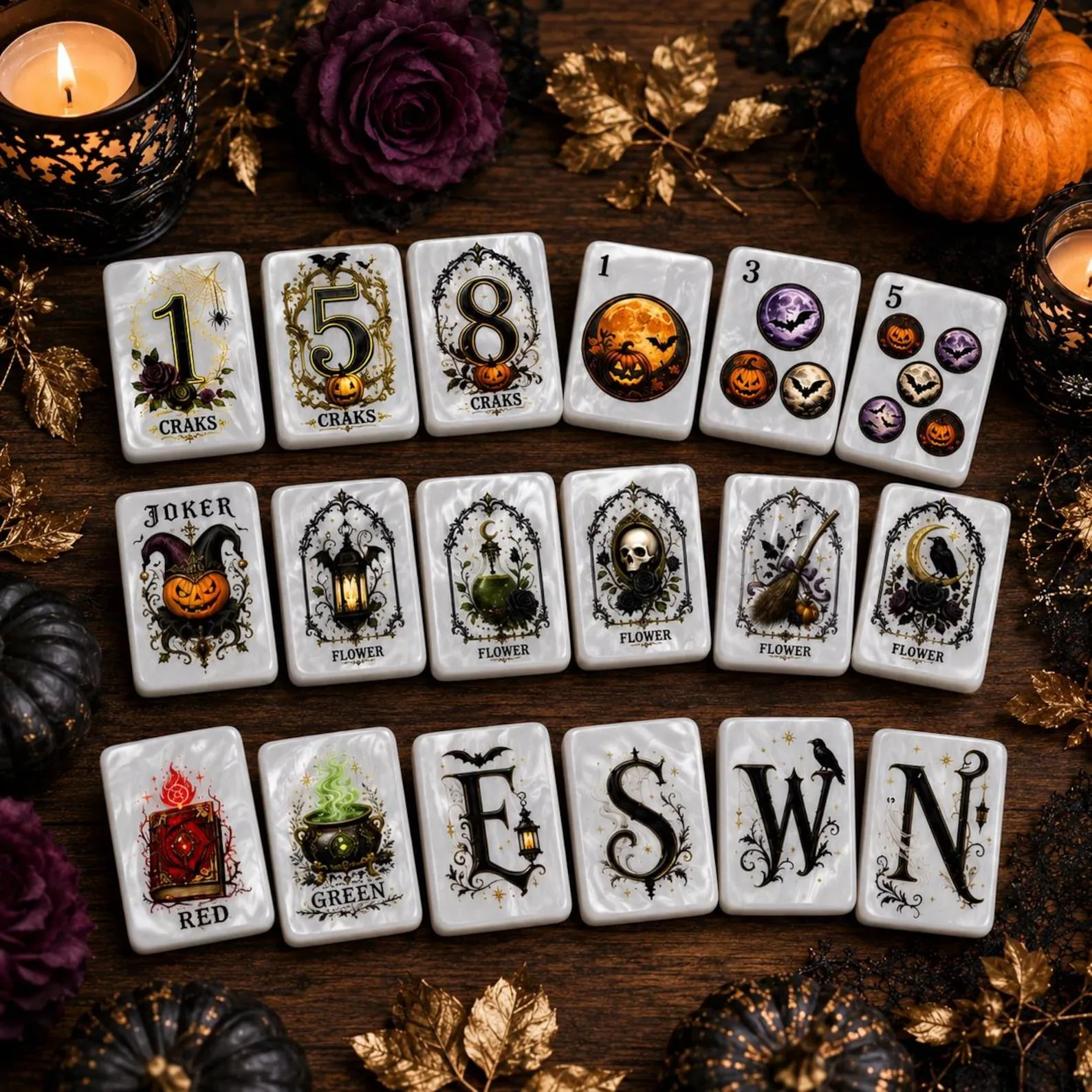Halloween Gothic American Mahjong Tiles Set