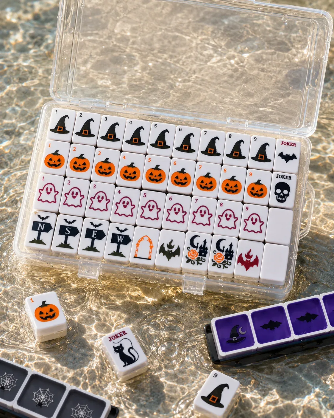 Halloween Travel Floating Mahjong Tiles Set