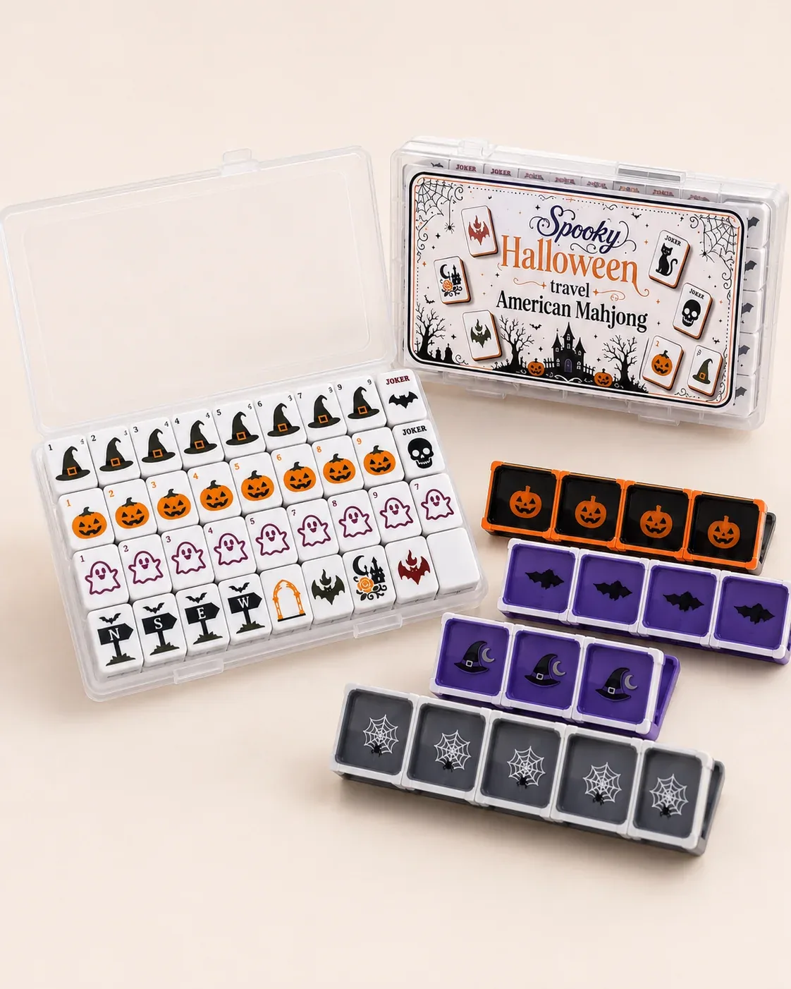 Halloween Travel Floating Mahjong Tiles Set