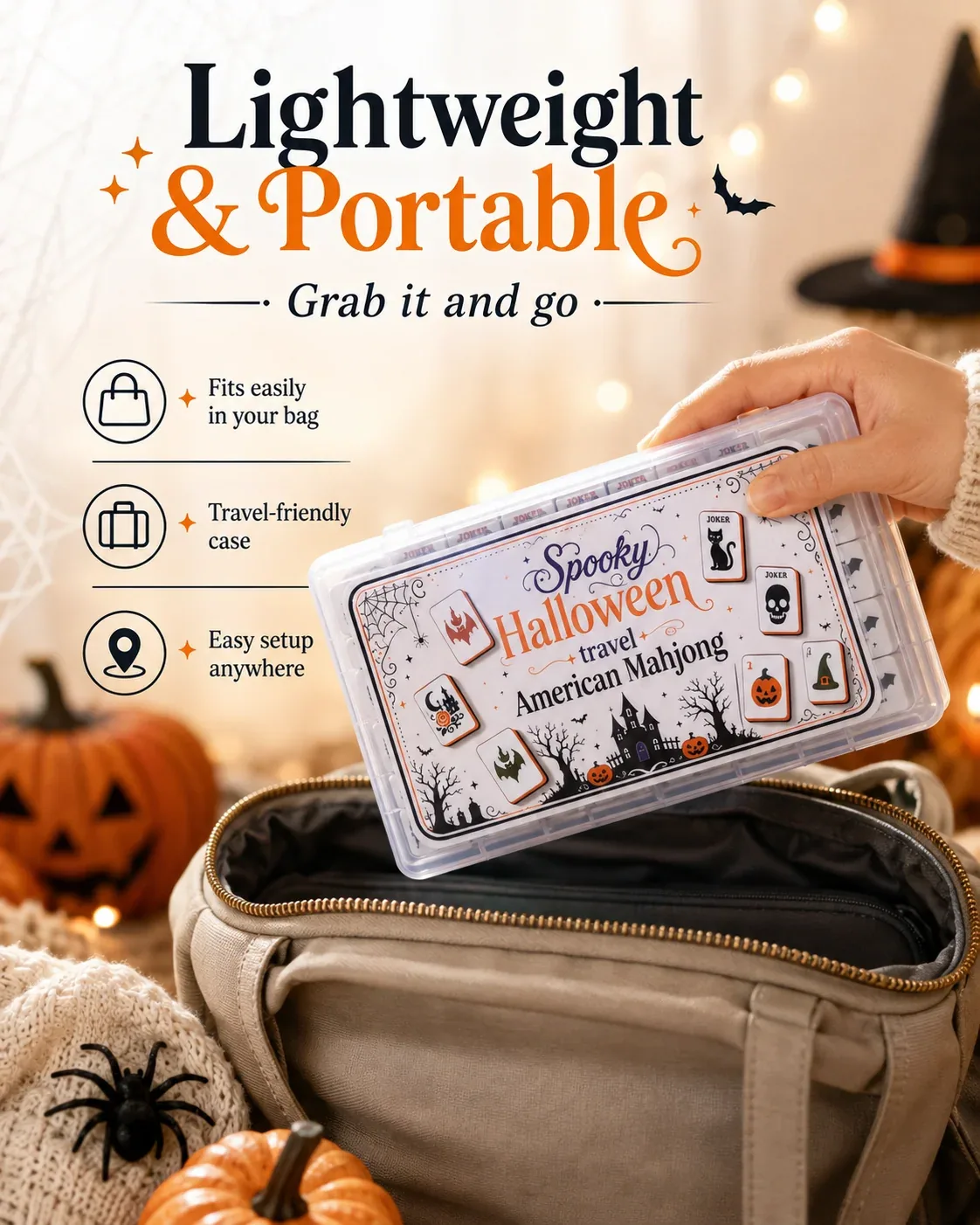 Halloween Travel Floating Mahjong Tiles Set