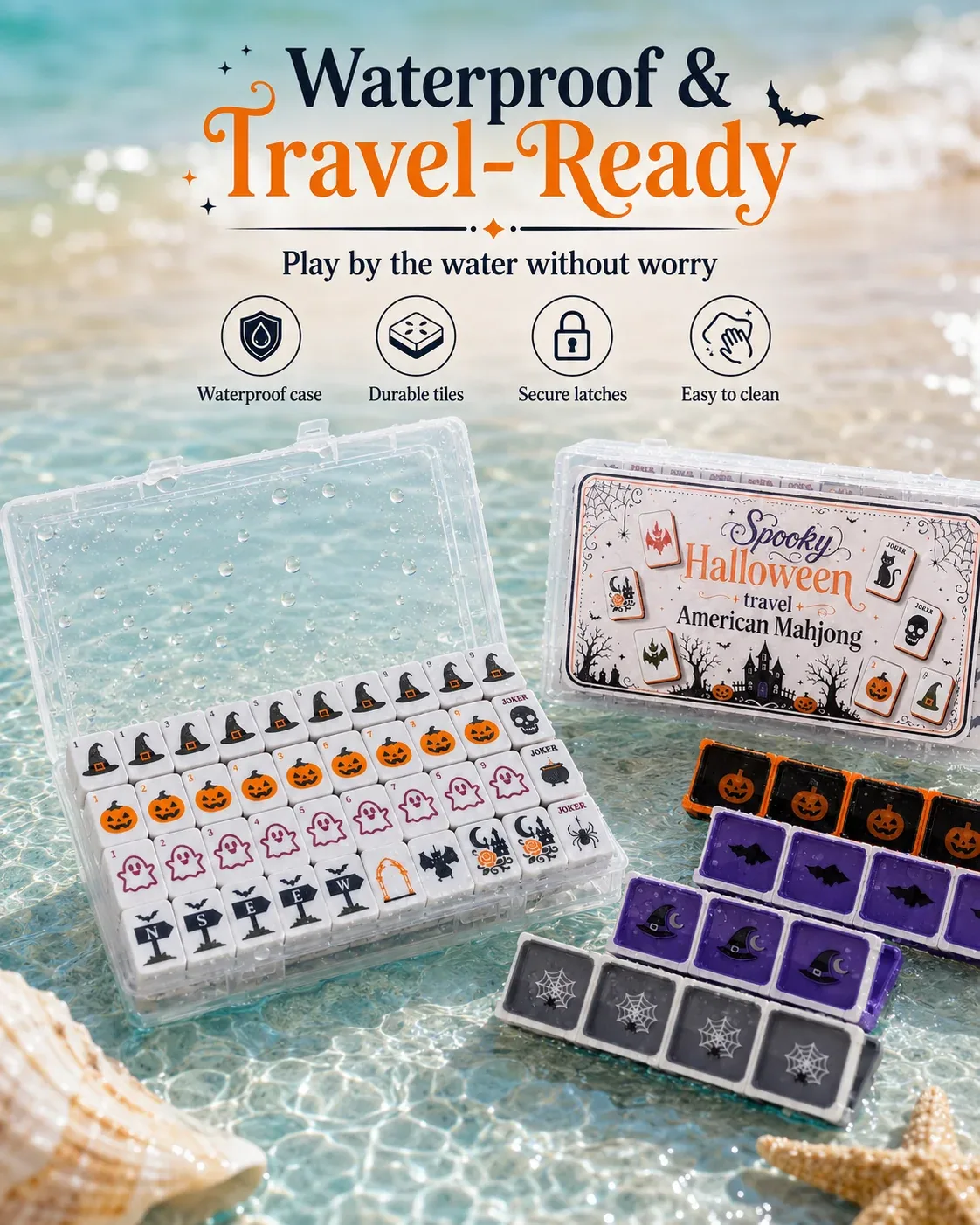 Halloween Travel Floating Mahjong Tiles Set