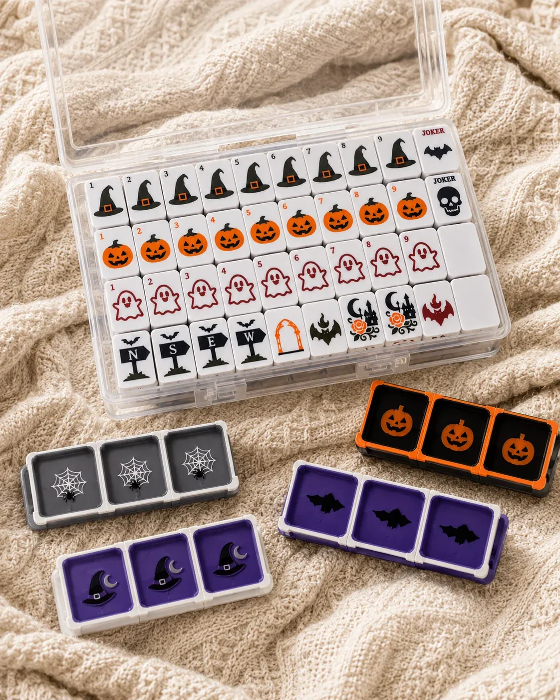 Halloween Travel Floating Mahjong Tiles Set