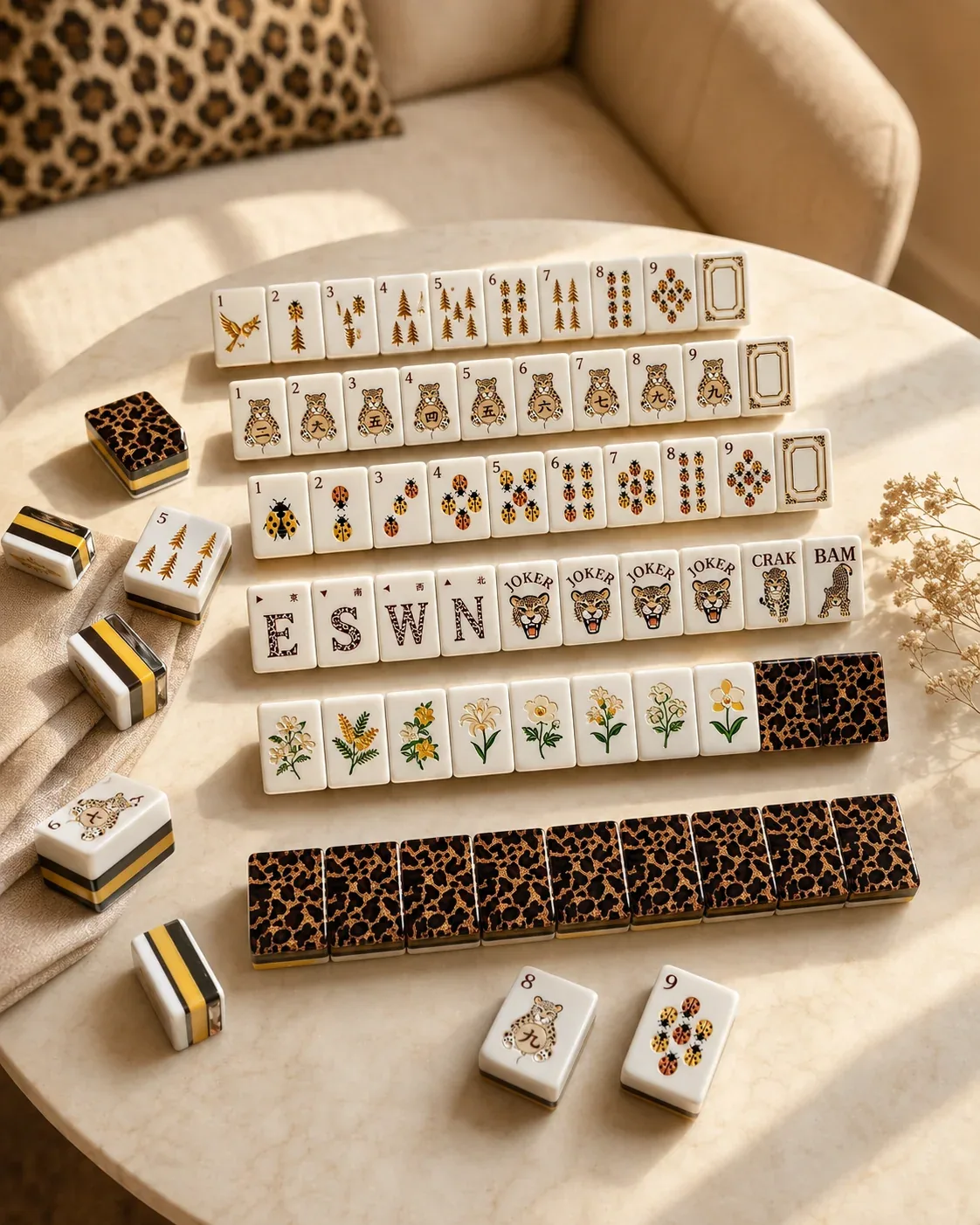 Leopard Luxury Mahjong Tiles Set