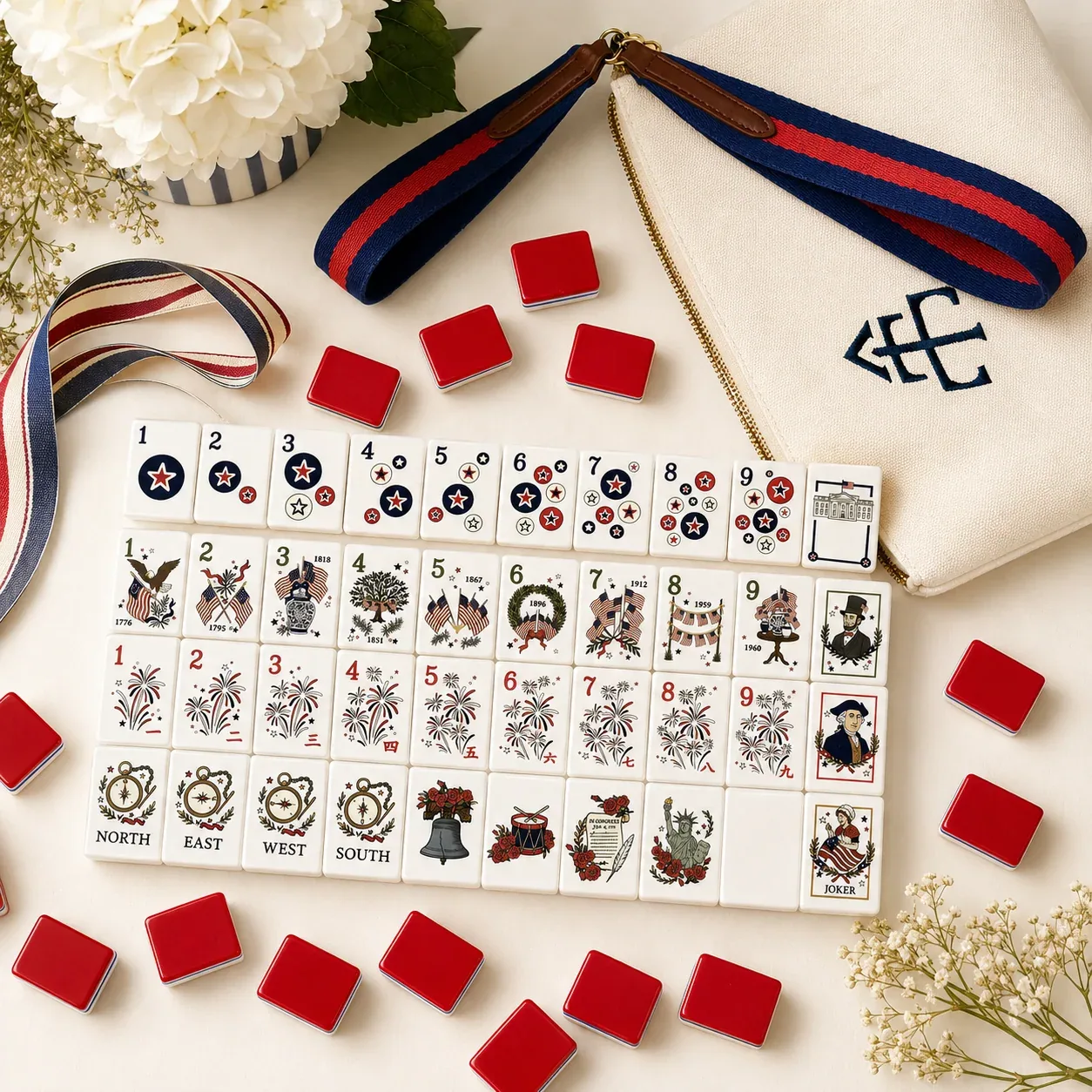 Patriotic American Mahjong Tiles Set