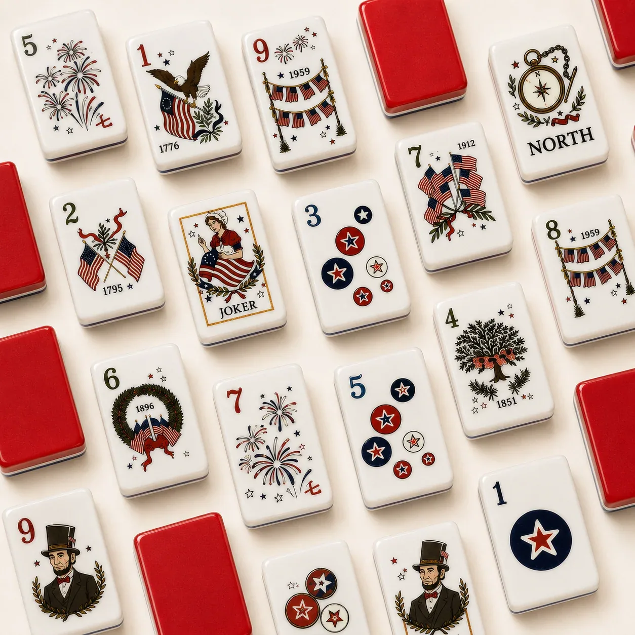 Patriotic American Mahjong Tiles Set