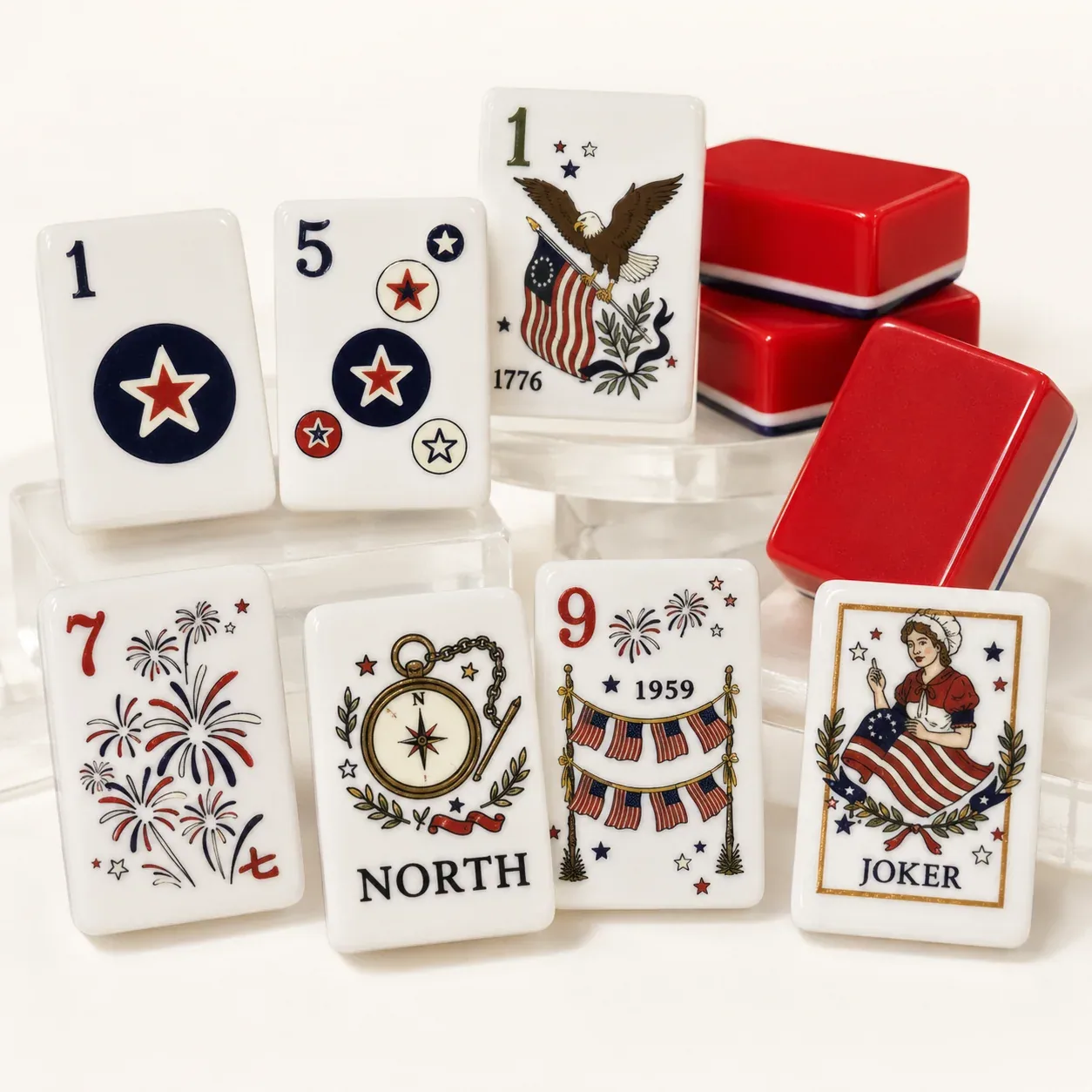 Patriotic American Mahjong Tiles Set