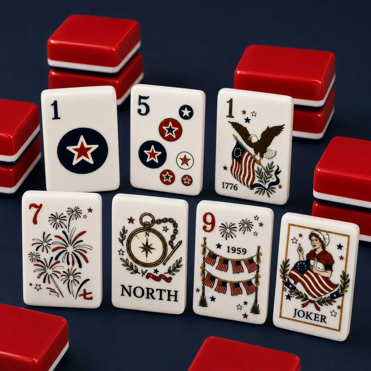 Patriotic American Mahjong Tiles Set