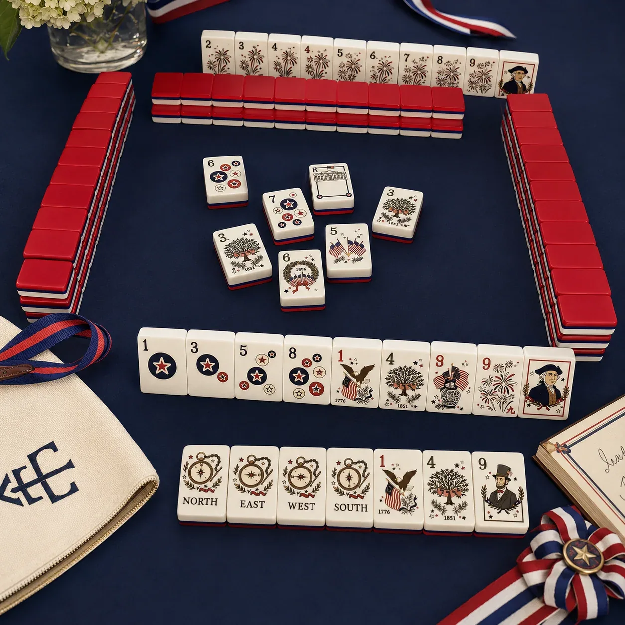 Patriotic American Mahjong Tiles Set
