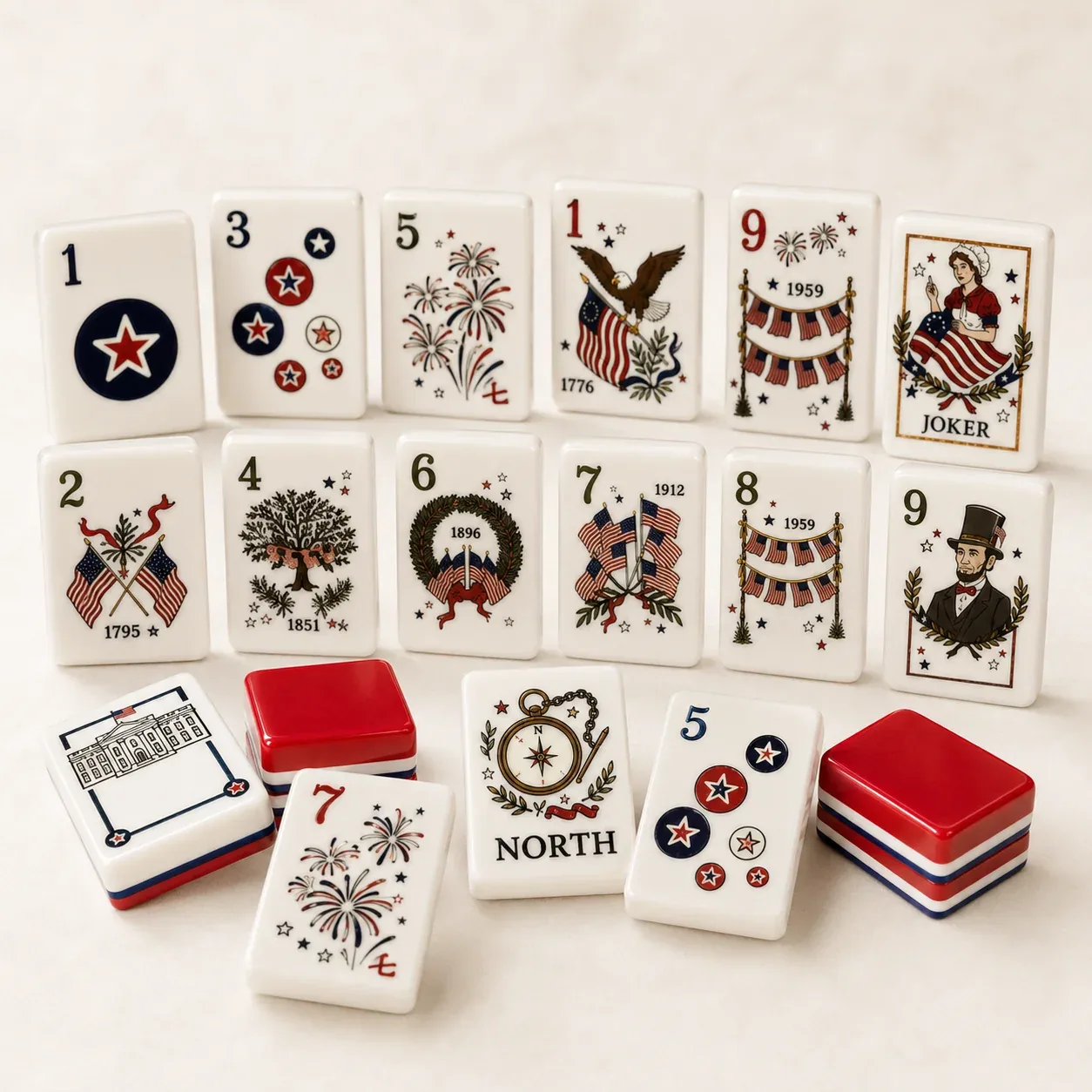 Patriotic American Mahjong Tiles Set