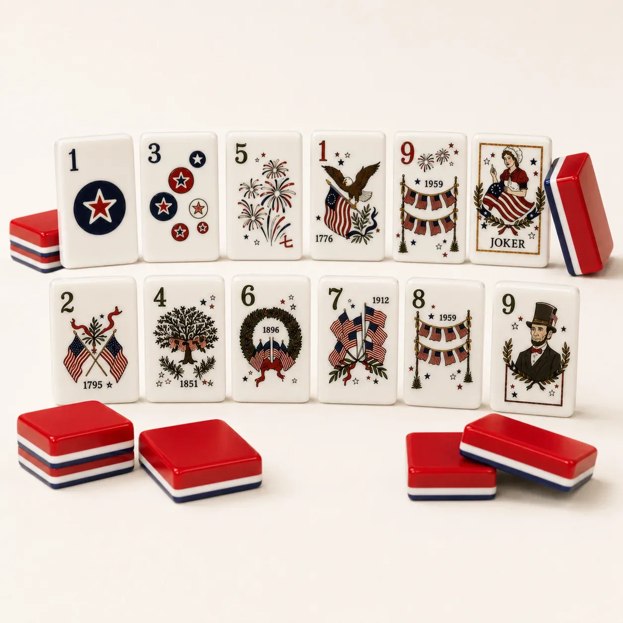 Patriotic American Mahjong Tiles Set