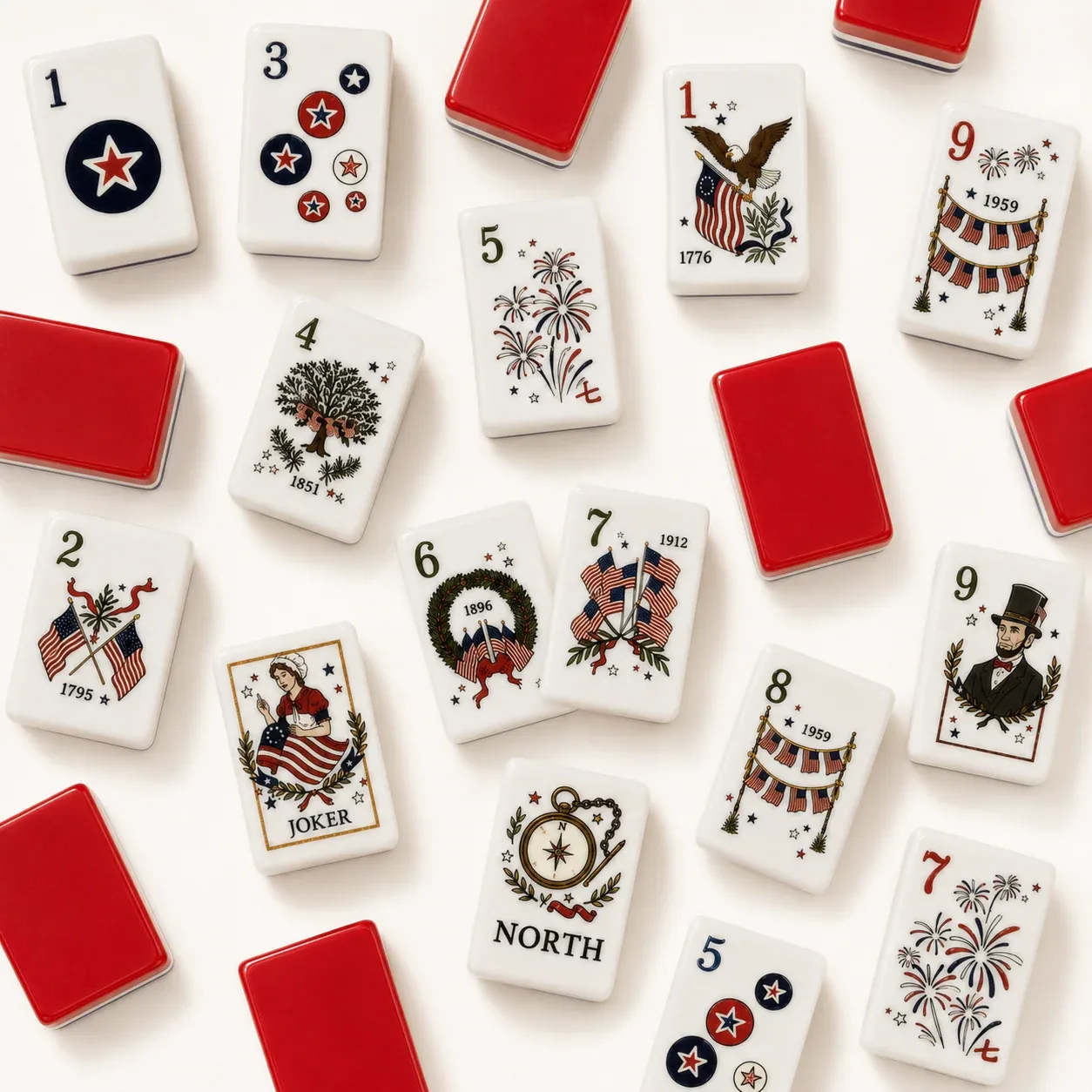 Patriotic American Mahjong Tiles Set