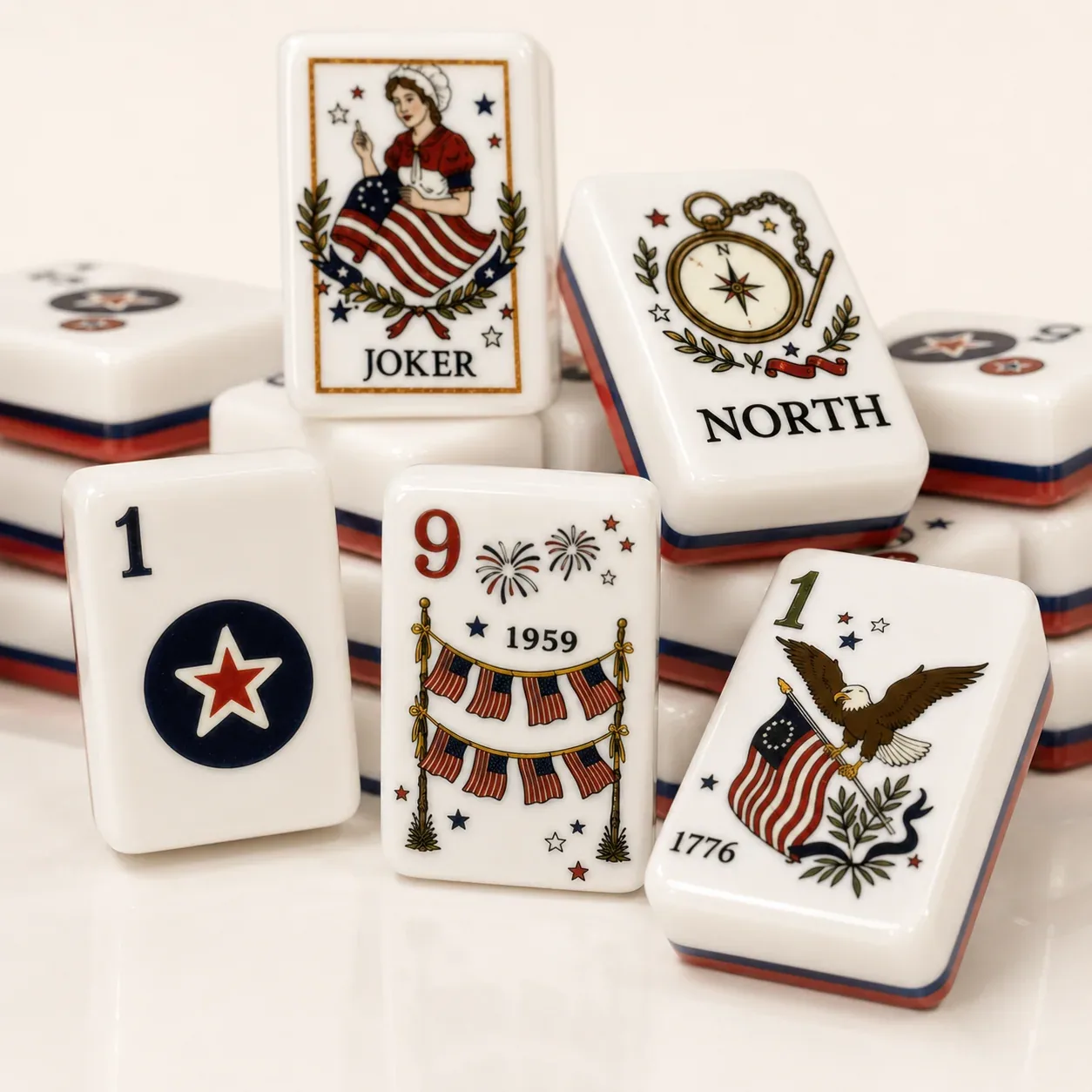 Patriotic American Mahjong Tiles Set