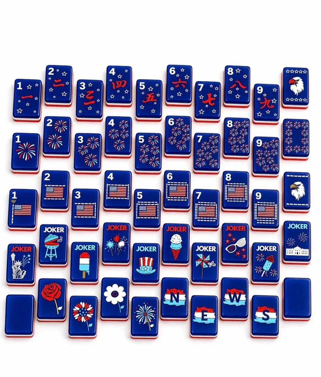 Patriotic Flag American Mahjong Tiles Set