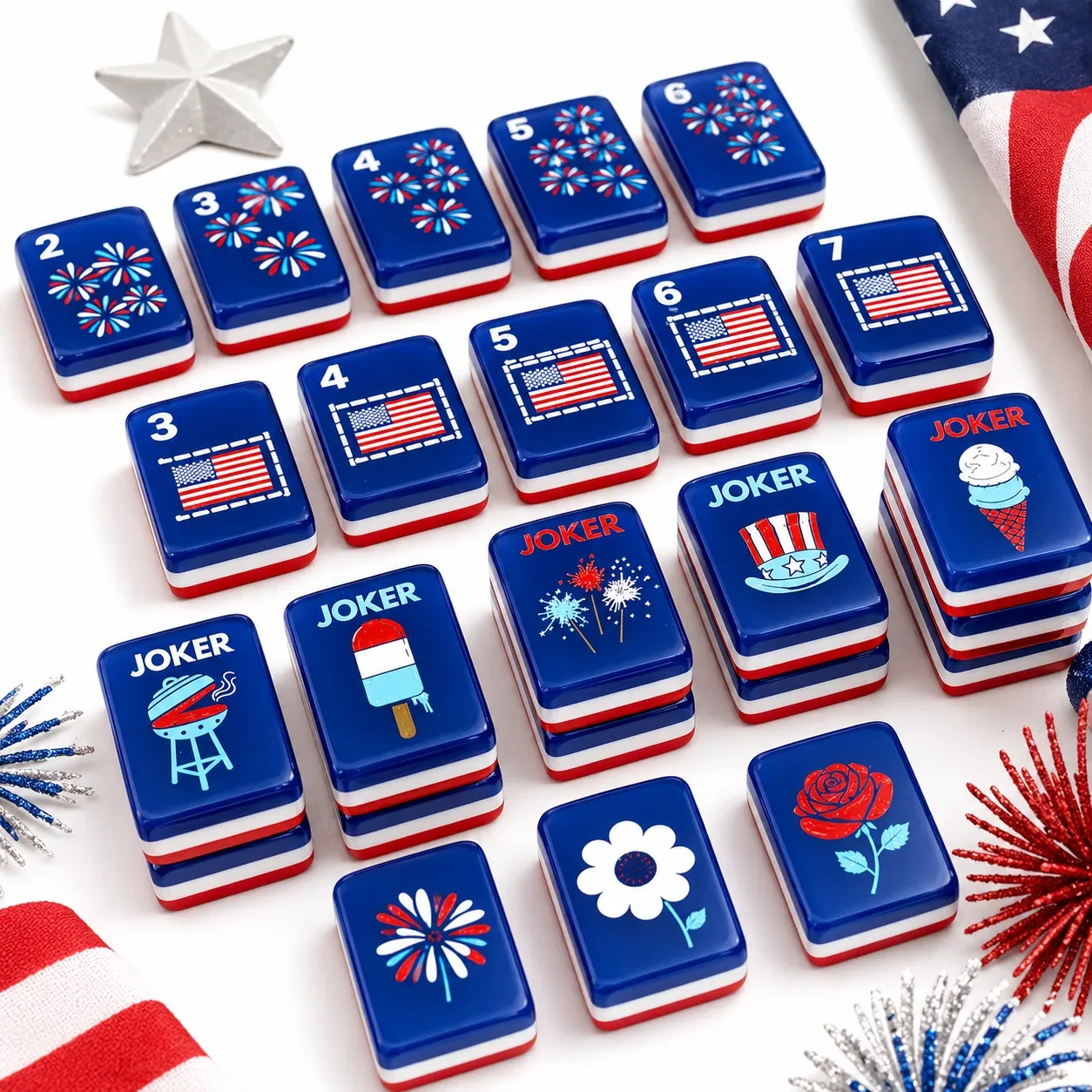 Patriotic Flag American Mahjong Tiles Set