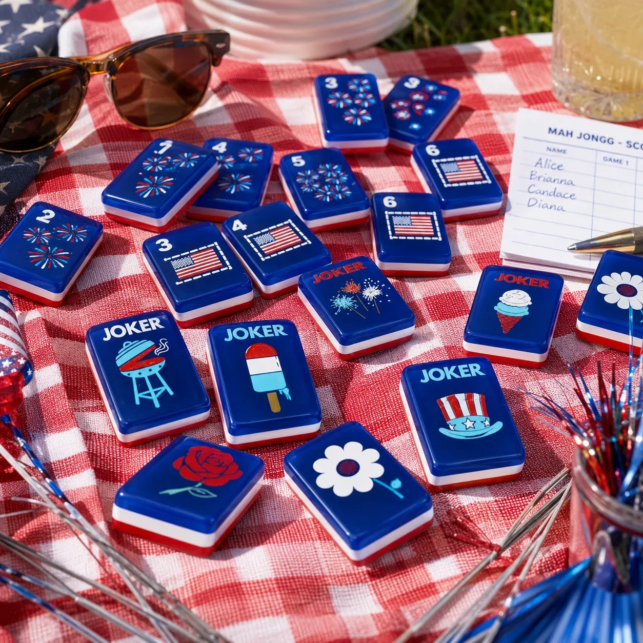 Patriotic Flag American Mahjong Tiles Set