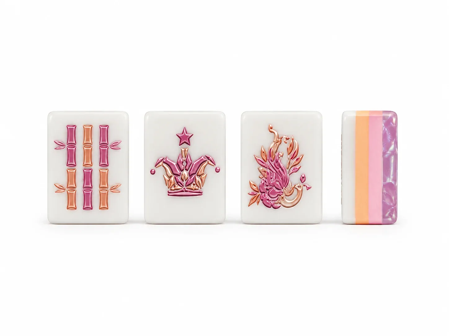 Pink Crystal Garden Mahjong Tiles
