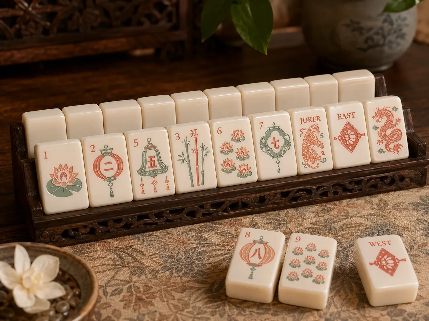 PRE-ORDER Lantern Garden Mahjong Tiles Set