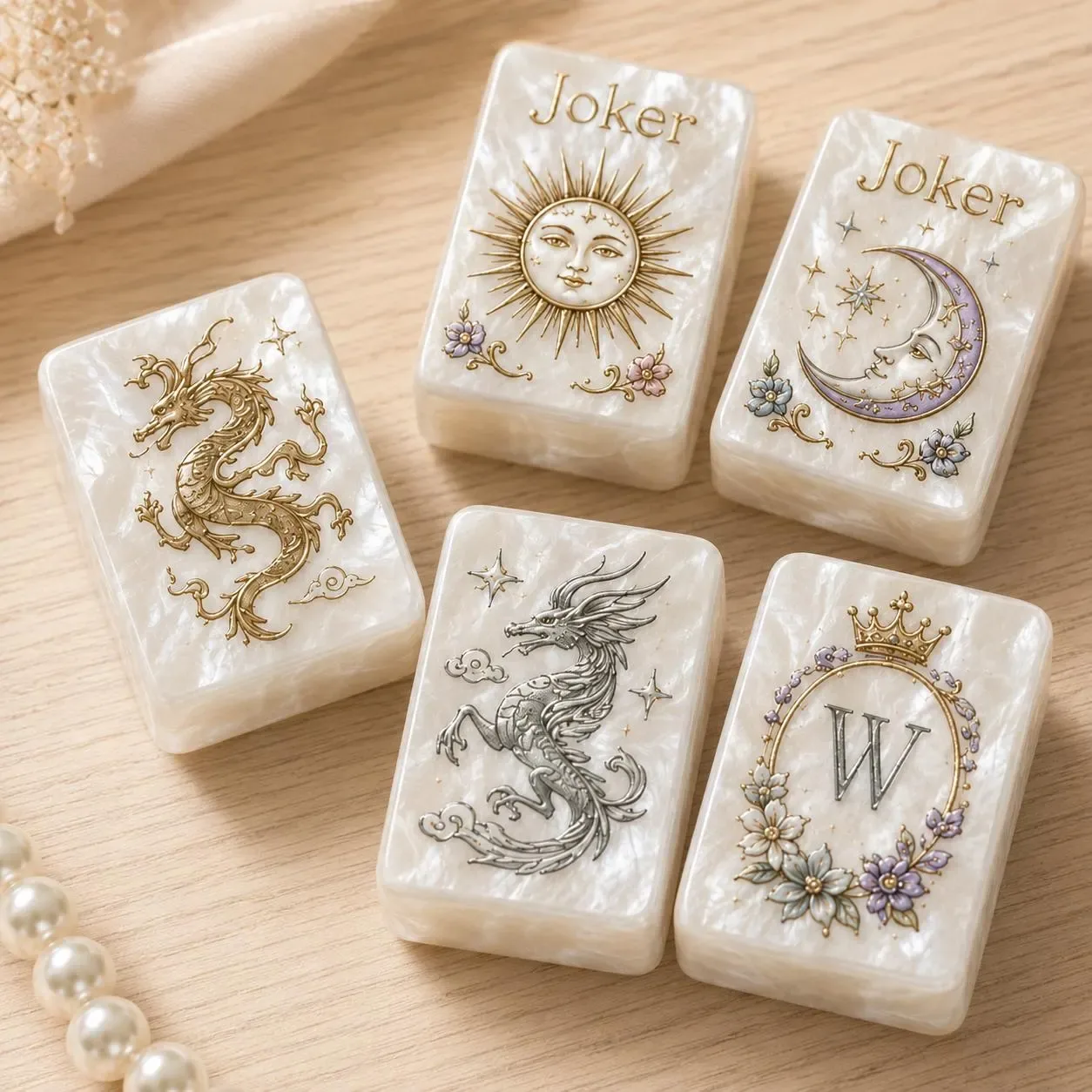 PRE-ORDER (Original design) Pearl Dragon American Mahjong Tile Set