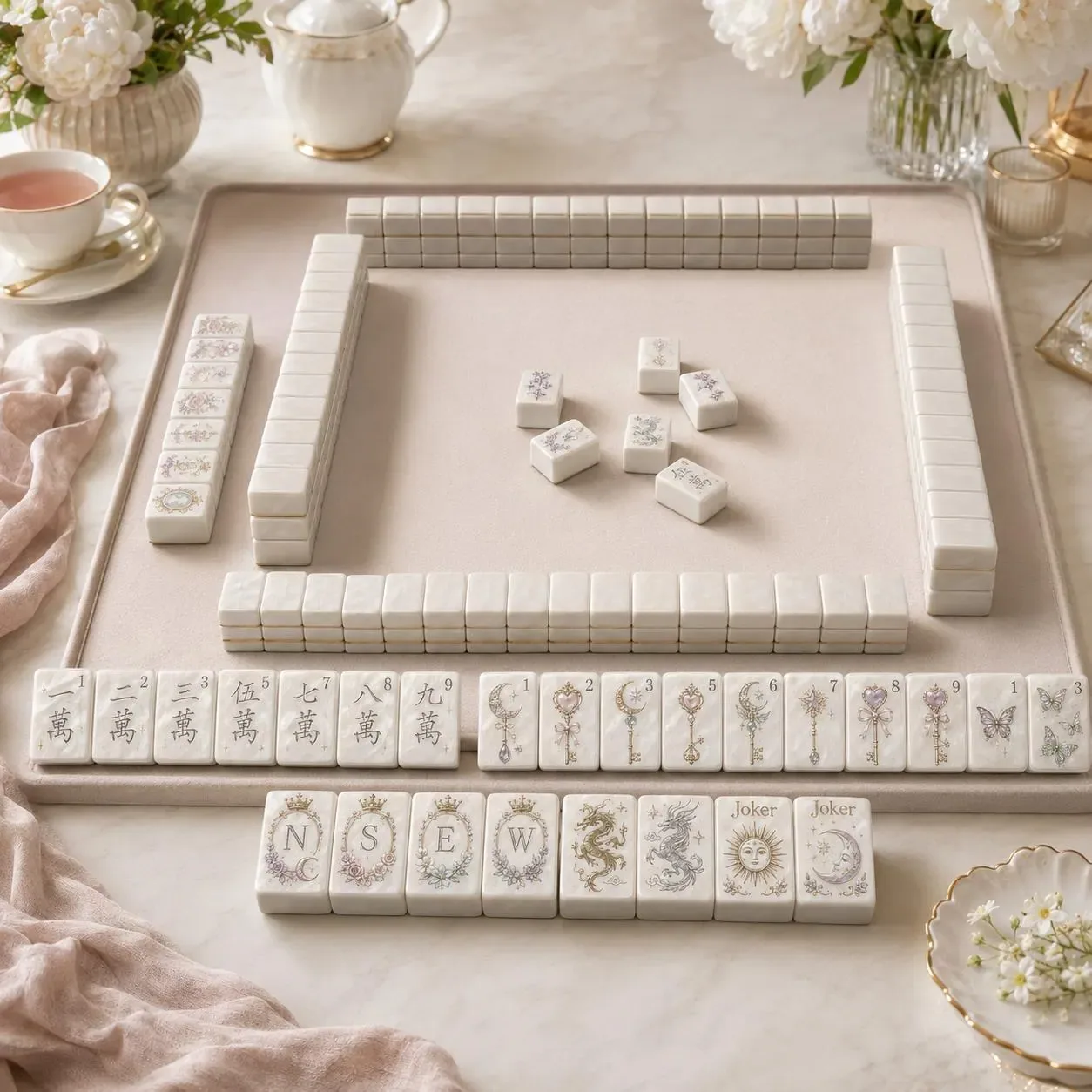 PRE-ORDER (Original design) Pearl Dragon American Mahjong Tile Set