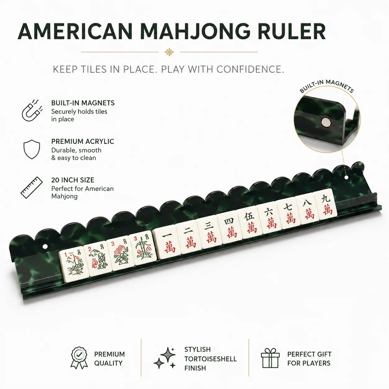 Single Acrylic American Mahjong Tile Rack – 17.5” / 20”
