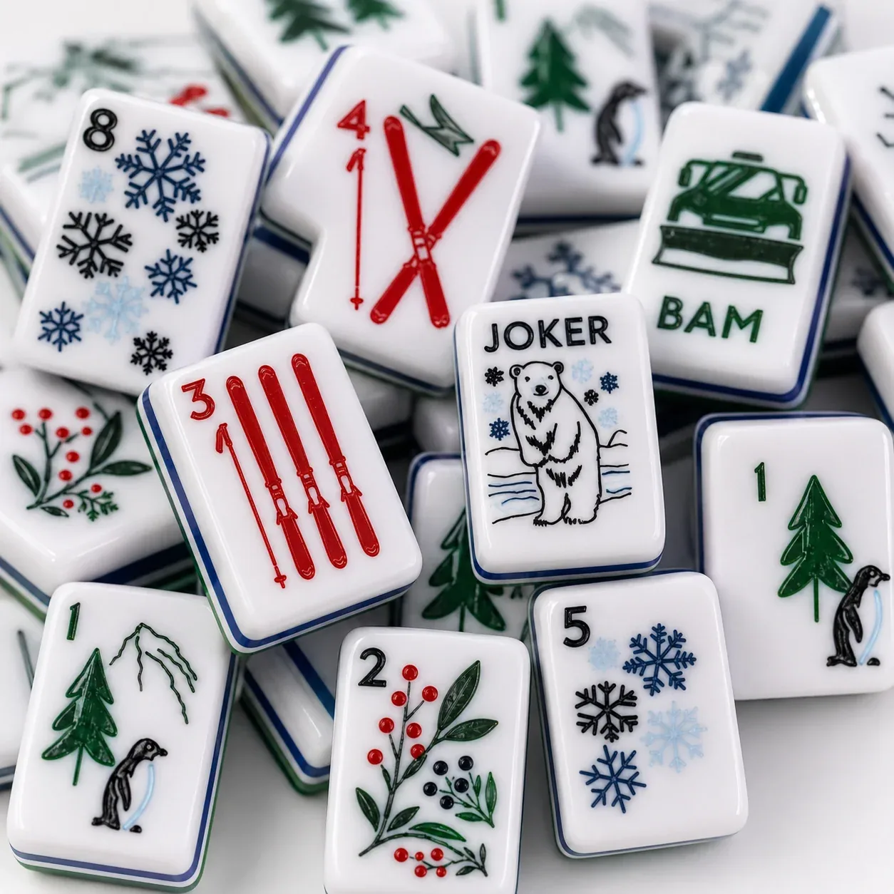 Ski Themed American Mahjong Tiles Set