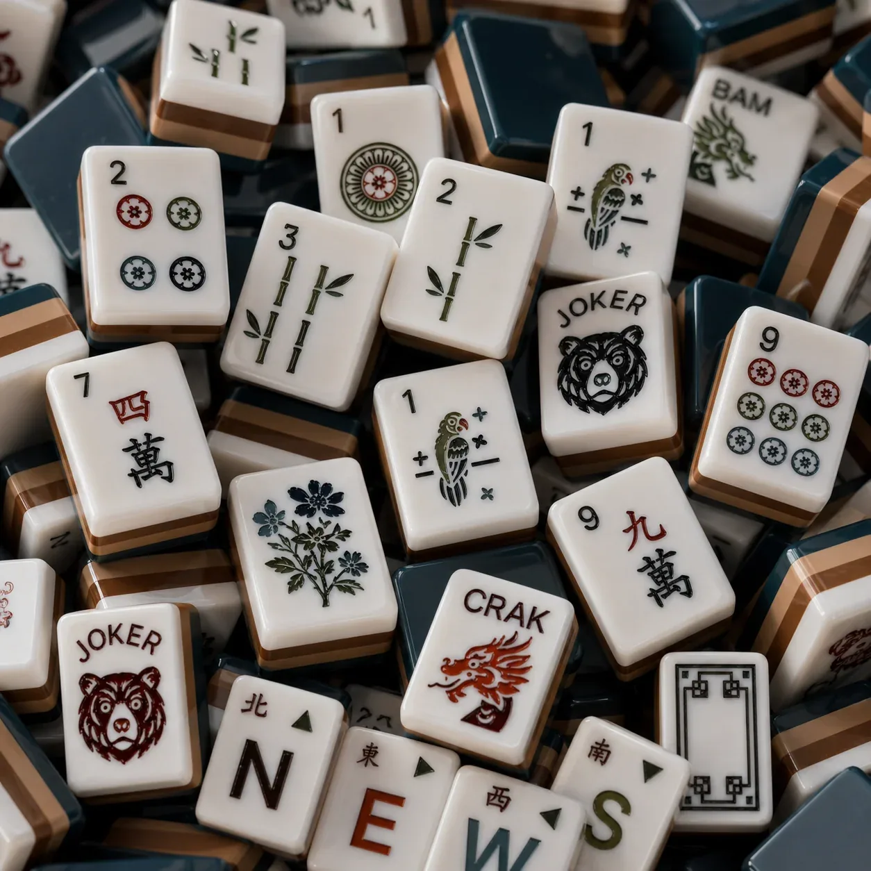 Woodland American Mahjong Tiles Set