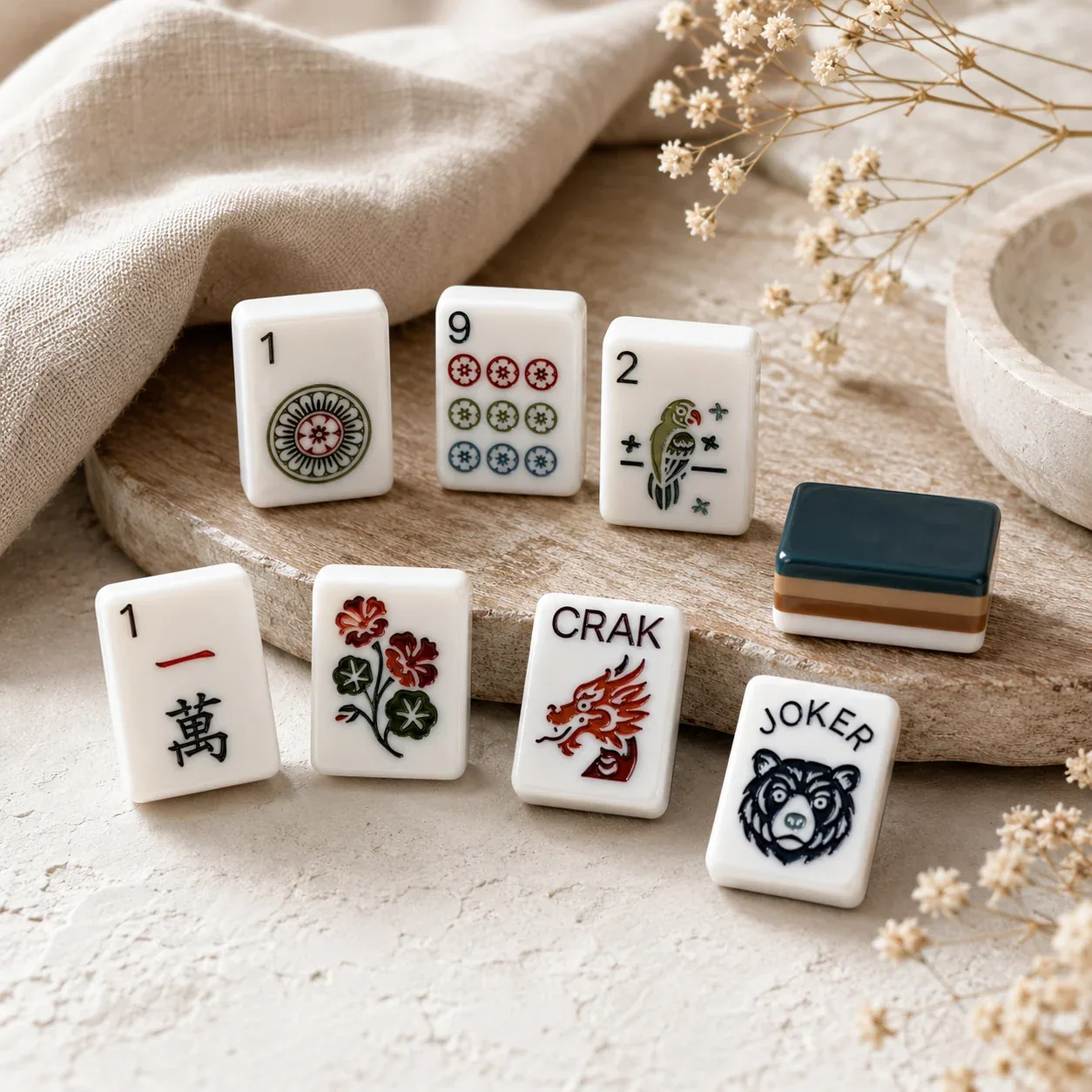 Woodland American Mahjong Tiles Set