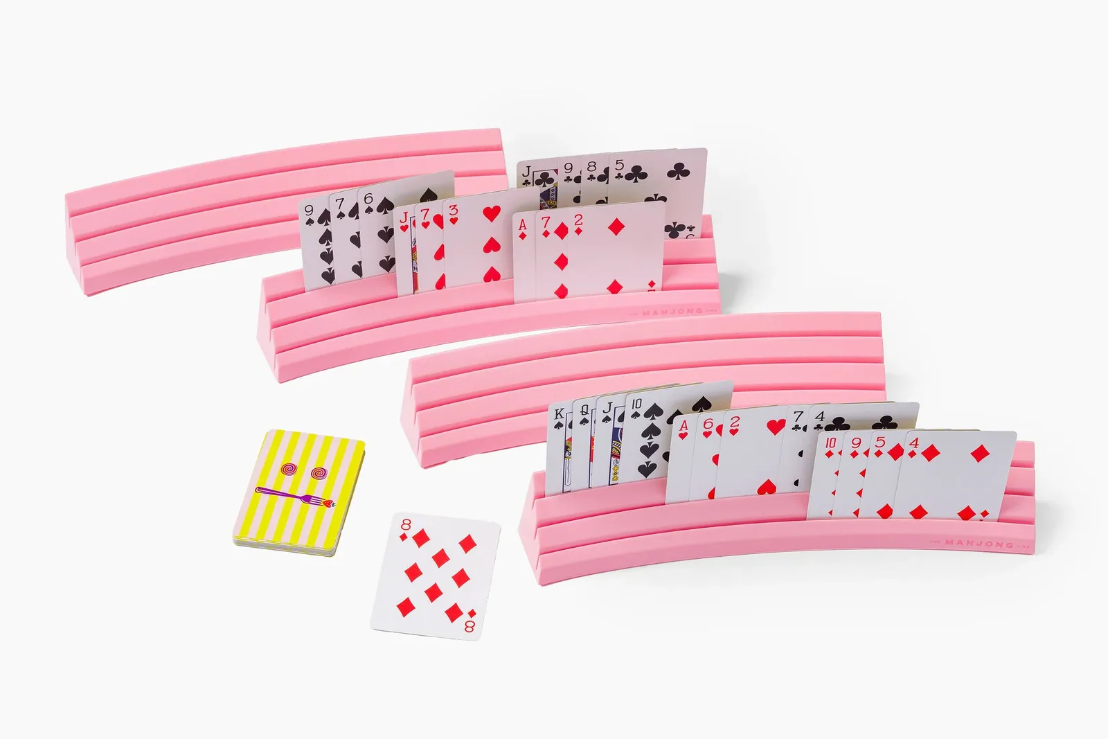 Stackable Plastic Playing Card Racks: Set of 4 with drawstring bag