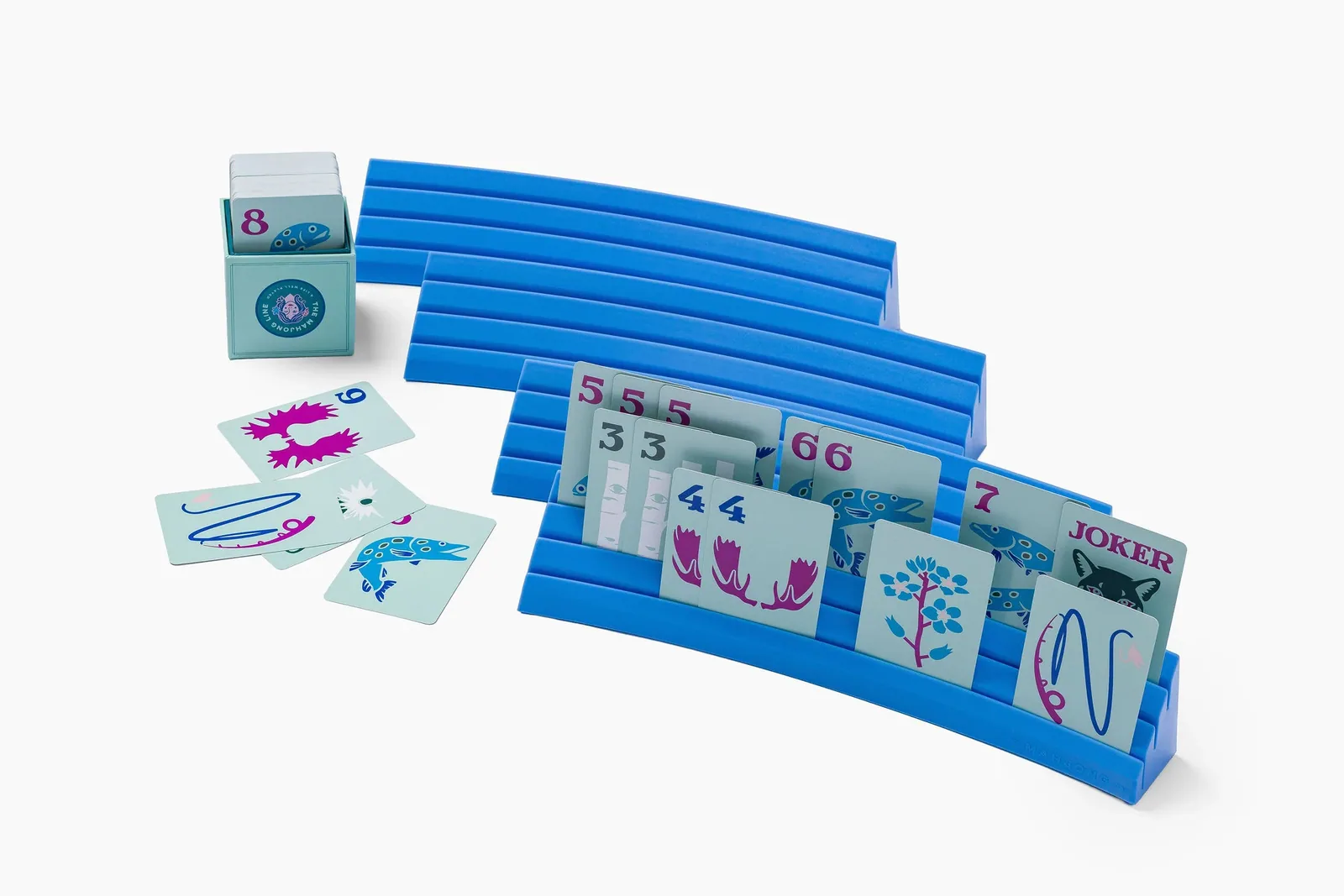 Stackable Plastic Playing Card Racks: Set of 4 with drawstring bag