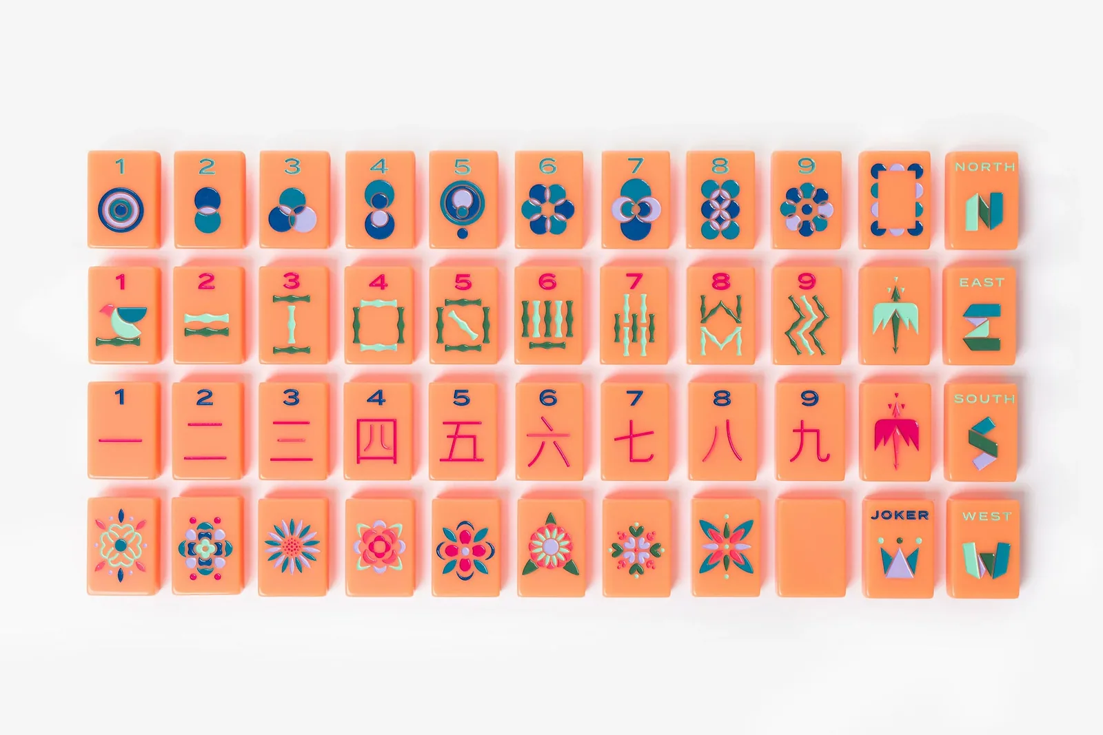 The Minimal Line: Barney Orange Mahjong Tiles